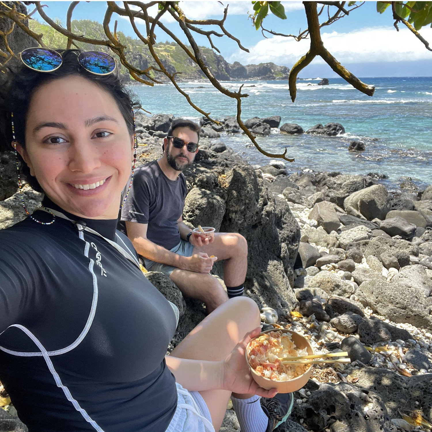 Trip to Hawaii 2023, hiked down to the beach to eat poke and watch the waves break
