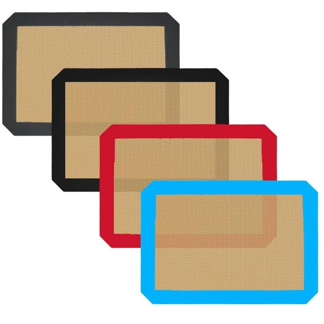 Small Silicone Baking Mats, Set of 4,11-4/5x8-1/4 Inch Quarter Sheet Size, Non Stick, BPA Free, 1/4 Baking Sheet Pan Liner for Cookies, Macaron, Bread, Pastry, Toaster (Multi Colors)