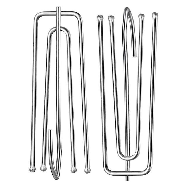 60pcs Stainless Steel Curtain Pleater Tape Hooks, Drapery Hook and Pin for Pleated Drapes and 4 Prongs Pinch Pleat Hook Clips for Window Curtain, Shower Curtain, Door Curtain