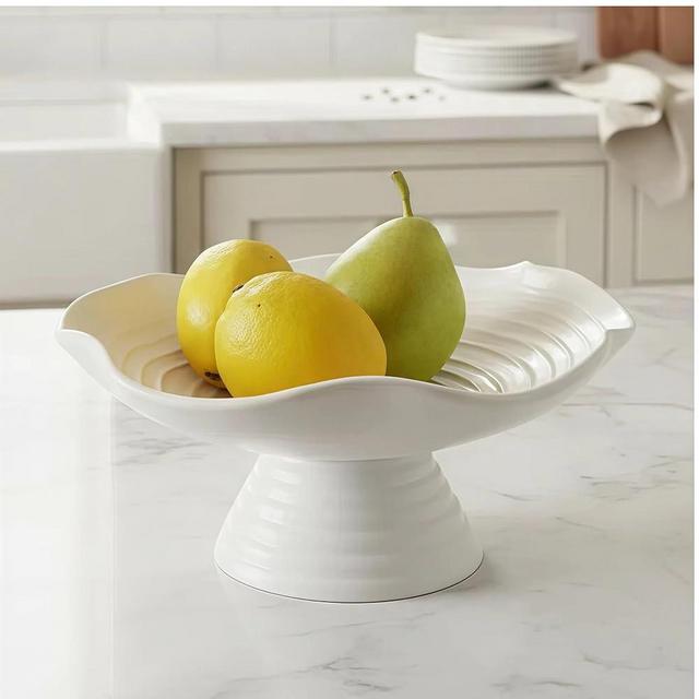 JolieJulie Ceramic Fruit Bowl,10" Decorative Bowl, Key Bowl for Entryway Table, Purse Bowl, White Fruit Bowl for Kitchen Counter, Kitchen Island Décor, Centerpiece for Dining Table (White)