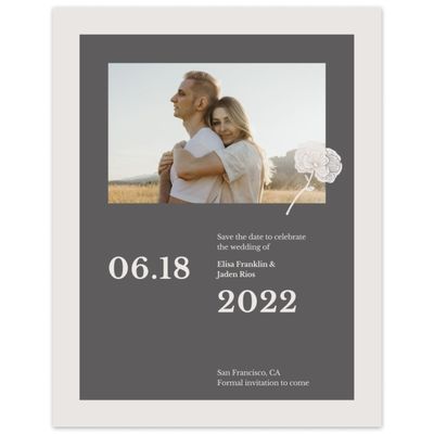 Charcoal, Grey Wedding Digital Save the Date - Catania Portrait