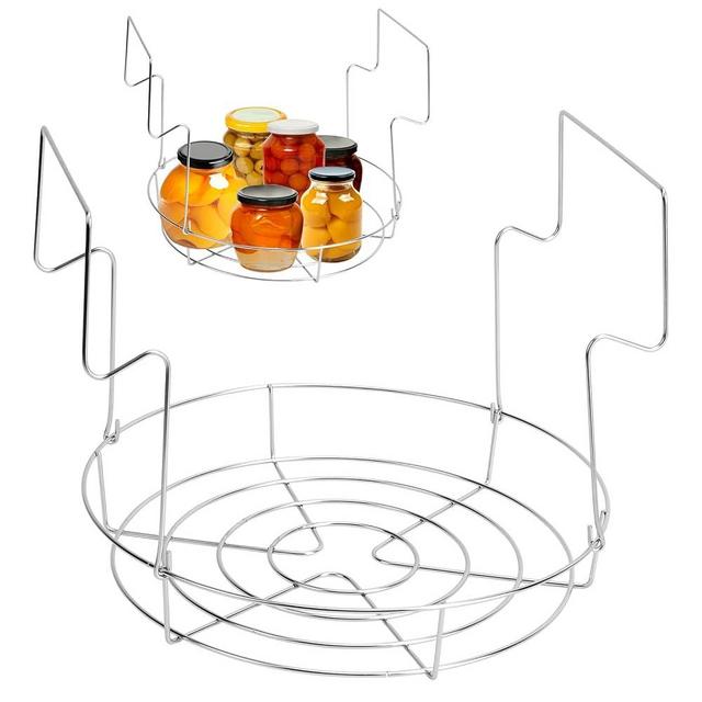 EOJDDPA Canning Rack, Water Bath Canner Rack, Stainless Steel Canning Jar Lifter with Foldable Contoured Handles for Home Kitchen Use (12inch)