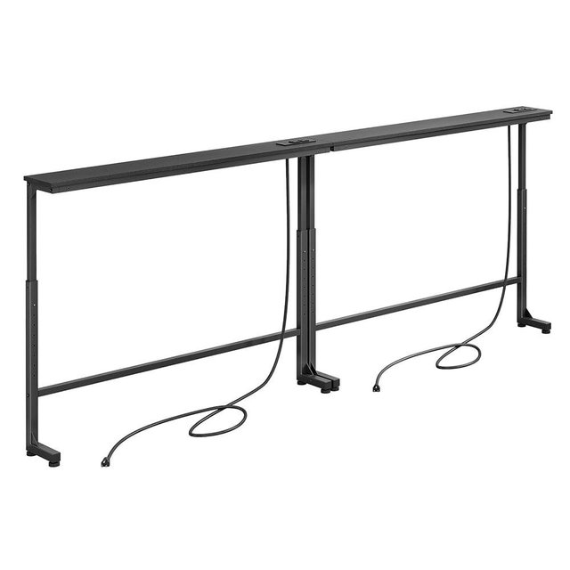 Kitstorack 2-Pack Black Narrow Console Table Behind Couch, Adjustable Height (25"-33") & 2 Power Outlets, Skinny Entryway Sofa Table 5.9" Deep x 79" Long, Split Design for Separate Use