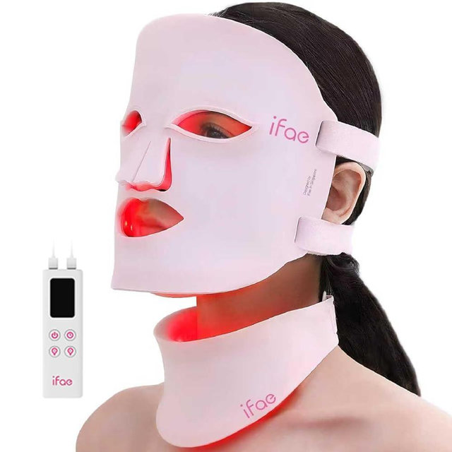 Aesthifae Red Light Therapy Mask for Face and Neck, 7 Colors with NIR Led Face Mask Light Therapy with Eye Protection and Remote, Rechargeable Ergonomic Design for True Anti-Aging Skincare at Home