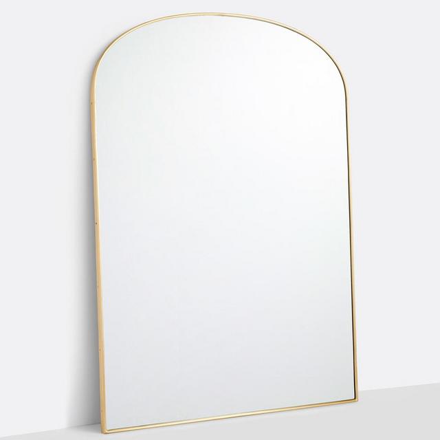 Arched Metal Framed Floor Mirror, brass
