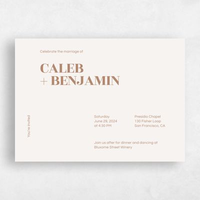 Light Oatmeal, Beige Wedding Invitation - Melvine Landscape
