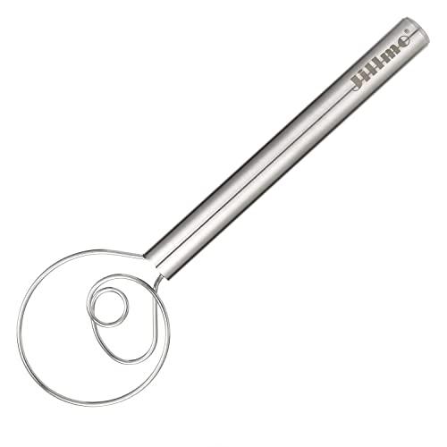 Jillmo Danish Dough Whisk, 12 inch Stainless Steel Bread Dough