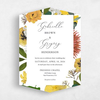 Yellow Diamond Wedding Invitation - Blossom Portrait