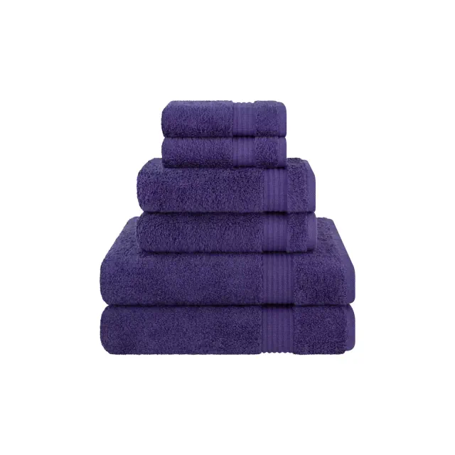 American Soft Linen Bekos 6 Piece Towel Set, 100% Cotton Bath Towel Set for Bathroom, Purple