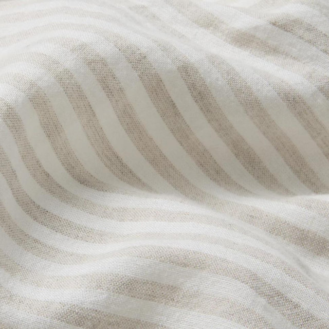 Oatmeal Stripe Linen Blend Fitted Sheet