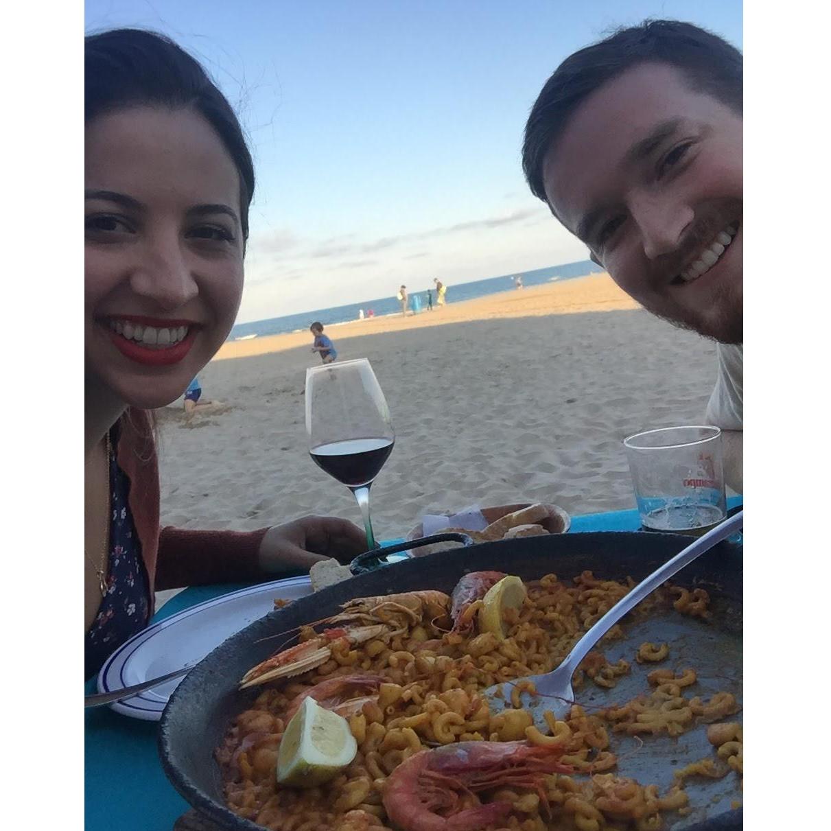 Valencia, Spain! This is where our obsession with Paella began! At the birthplace of paella on the beach, what could be better??