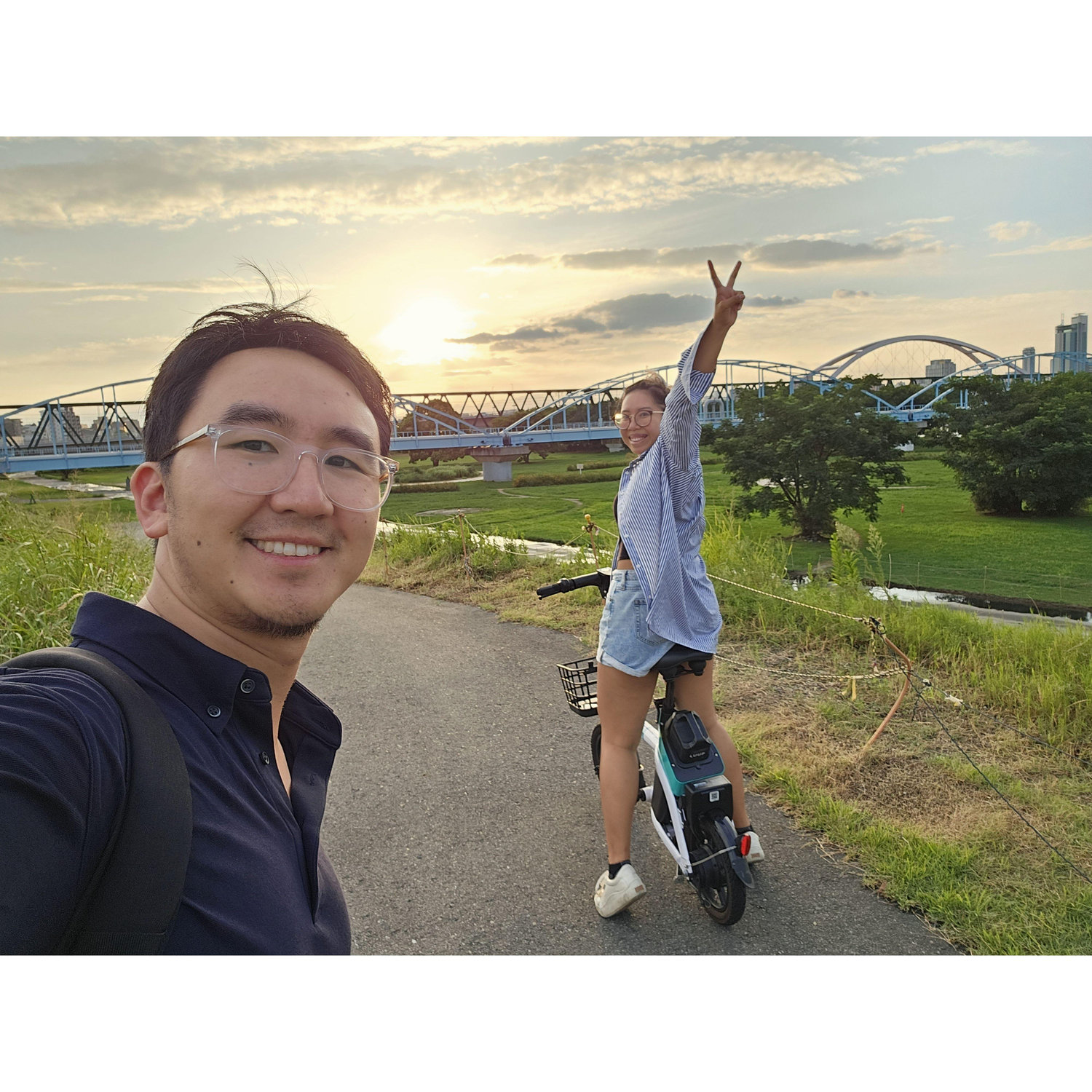 Biking off into the sunset in Osaka