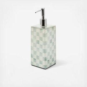 MacKenzie-Childs Sterling Check Glass Soap Pump