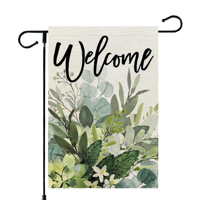 CROWNED BEAUTY Spring Garden Flag Green Floral 12x18 Inch Double Sided for Outside Welcome Burlap Small Yard Holiday Decoration CF849-12