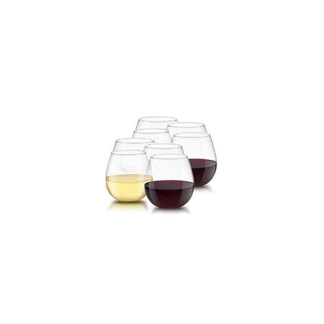 JoyJolt Spirits Stemless Wine Glasses for White or Red Wine - Set of 8 -15-Ounces