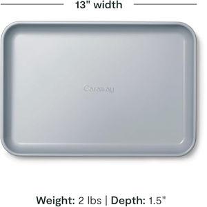 Caraway Nonstick Ceramic Small Baking Sheet (9x13”) – Non-Toxic, PTFE & PFOA Free – Oven Safe – Aluminized Steel Core – Mini Sheet Pan for Baking, Roasting & More - Gray