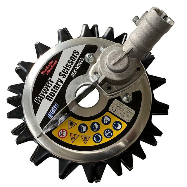 Terre Products, Idech Power Rotary Scissors Trimmer Attachment ASK-MW23, Brushcutter and Edger Attachment Includes Adapters to Fit Most Straight Shaft Trimmers with Solid Drive Shaft