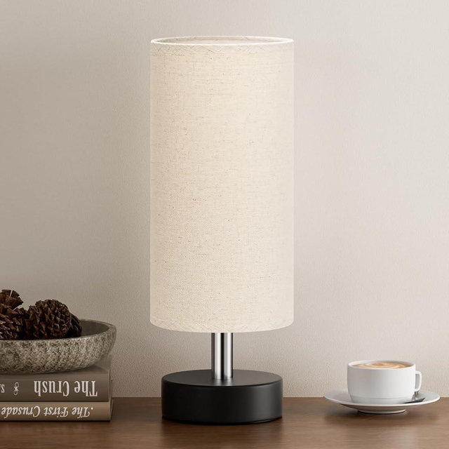 PartageiZ Small Table Lamp for Bedroom - Bedside Lamps for Night Stands, Minimalist Nightstand Light Lamp, Desk Lamps for Reading Room, Kids Room, Living Room, Office, Dorm