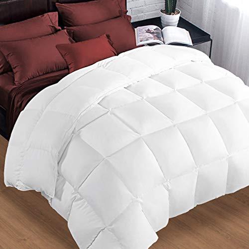 King Comforter Soft Warm Goose Down Alternative Duvet Insert 2100 Quilt with Corner Tab for All Season, Prima Microfiber Filled Reversible Hotel Collection,White,90 X 102 inch