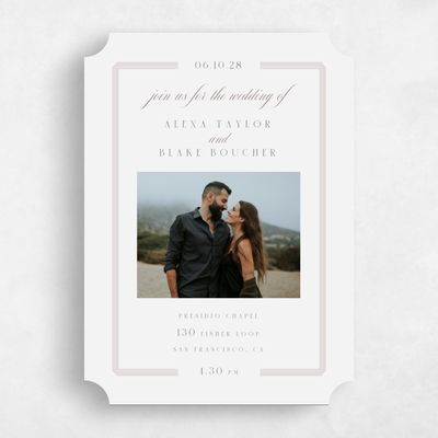 Grey Ticket Wedding Invitation - Felicity Photo