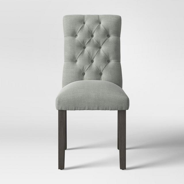 Brookline Tufted Dining Chair Glacier with Wood Finish - Threshold™