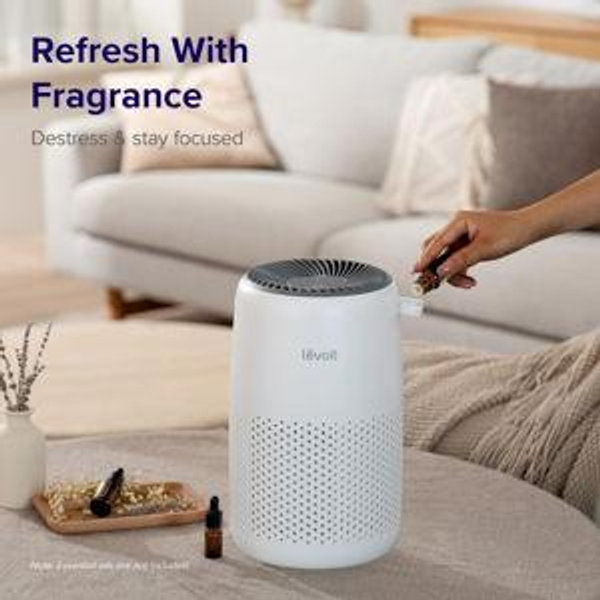 LEVOIT Air Purifiers for Bedroom Home Dorm, 3-in-1 Filter Cleaner with Fragrance Sponge for Better Sleep, Filters Smoke, Allergies, Pet Dander, Odor, Dust, Office, Desktop, Core Mini-P, White