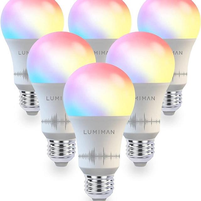 Smart Light Bulbs,Wi-Fi Led Bulbs RGBCW, LCompatible with Alexa and Google Assistant,6 Pack 7.5W 800LM, Color Changing Light Bulb, No Hub Required(2.4Ghz Only)