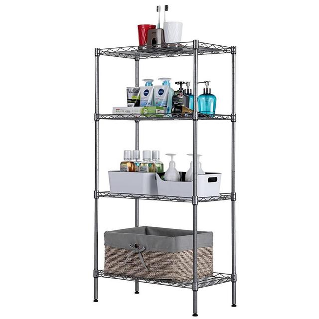 SINGAYE 4 Tier Adjustable Wire Shelving Metal Storage Rack for Laundry Bathroom Kitchen 530Lbs Capacity 13.4" D x 23.2" W x 47.2" H Silver
