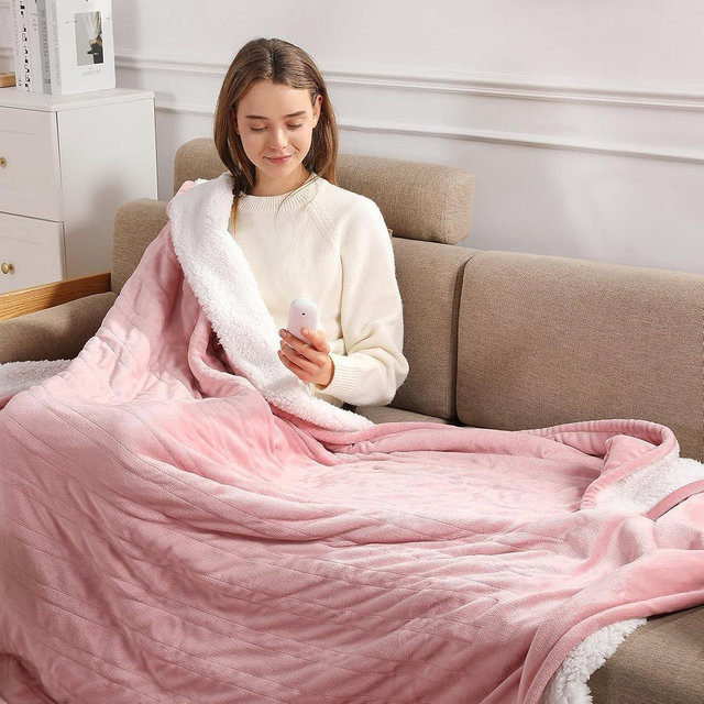 Twin Electric Blanket 62''X84'' Heating Blanket - Pink Heated Blanket for Office Ultra Warm Fluffy Winter Blanket with Adjustable Temperature & Machine Washable, Grandma Birthday Gifts(Baby Pink)