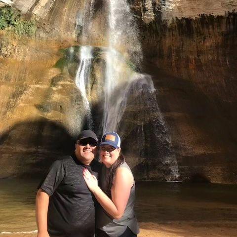 We hiked at sunrise to a beautiful waterfall. Martin waited until it was just us, then popped the question. Heather exclaimed "YES!"