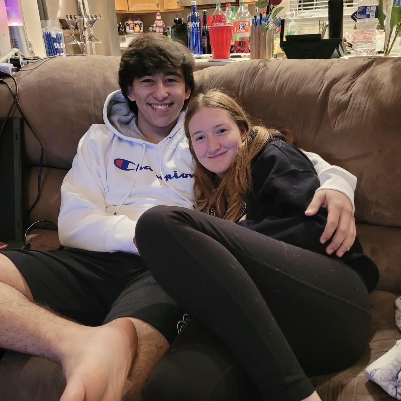 The bride and groom celebrating Hanukkah