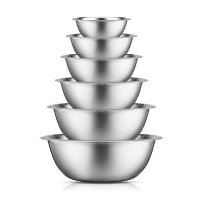 JoyJolt Stainless Steel Food Mixing Bowl Set of 6 Kitchen Mixing Bowls - Silver
