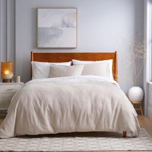 Full/ Queen Organic Luxe Waffle Duvet Cover Set in Sand