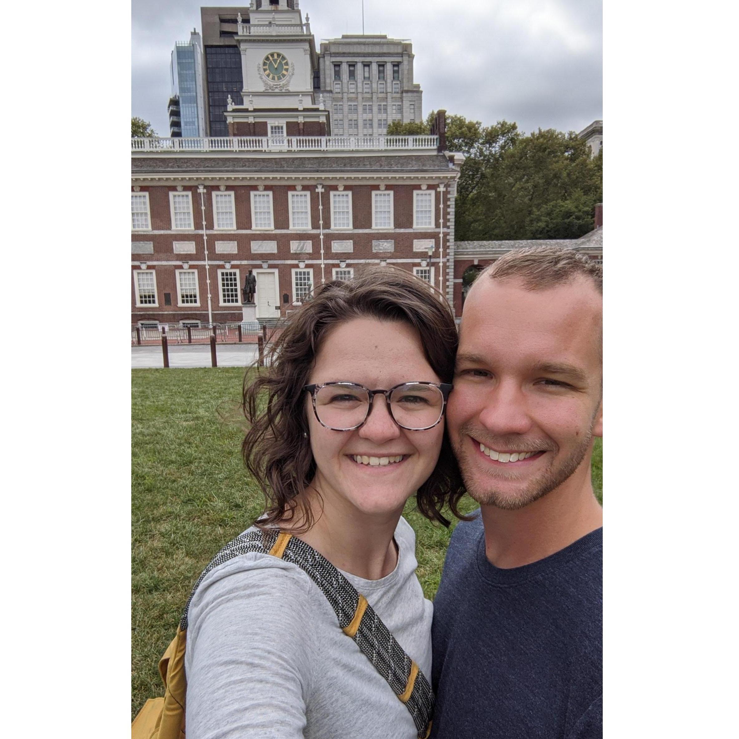 Independence Hall in Philadelphia! Darcy lived in Philly for several years, so Brandon got to meet many of her friends and see her other "home" city when they visited Philly in the fall.