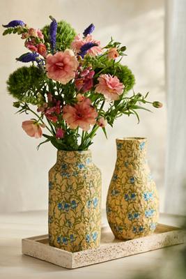 Patterned Papier Mache Vase, Floral