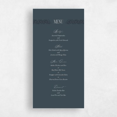 Navy Blue Wedding Menu - Sorsha