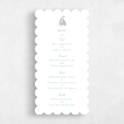 Blue Scalloped Wedding Menu - Costa