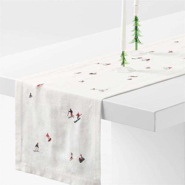 Embroidered Skier 90" Table Runner