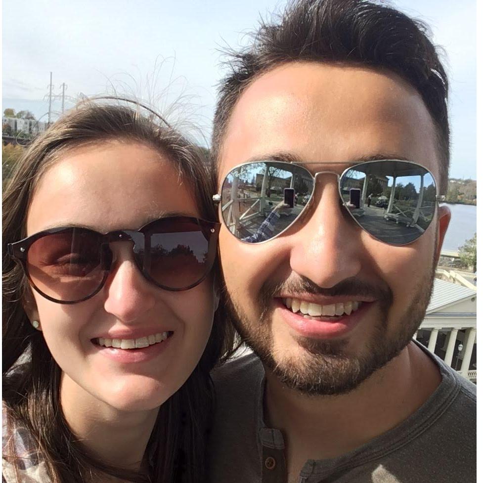 Our first good (non-blue) photo together. Right behind the Philly Art Museum!