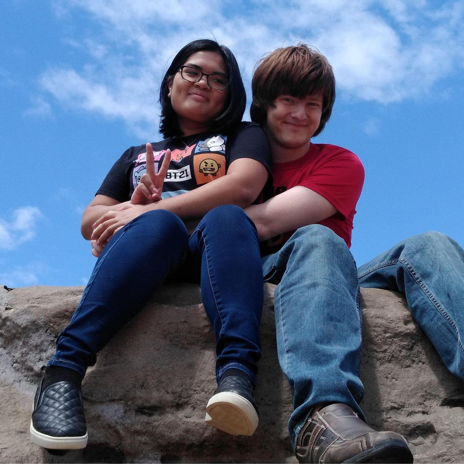 Brent finally got his driver's license and we went to the park with his brother the next day, who took this picture of us.