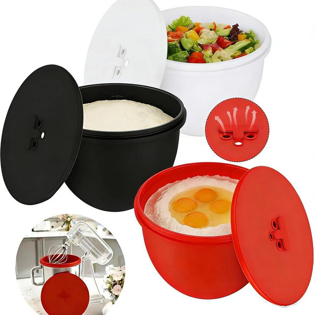 Silicone Bowl Liners for KitchenAid 5 Qt mixer,3Pcs upgraded thickened,with exhaust holeSwitch cover, Odourless, Cold/Heat-Resistant & Non-Stick, Easy Clean,for 5 Qt Mixer Bowls Accessories