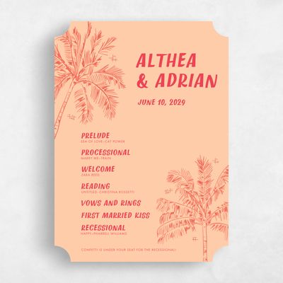 Orange Ticket Wedding Program - Ocaso