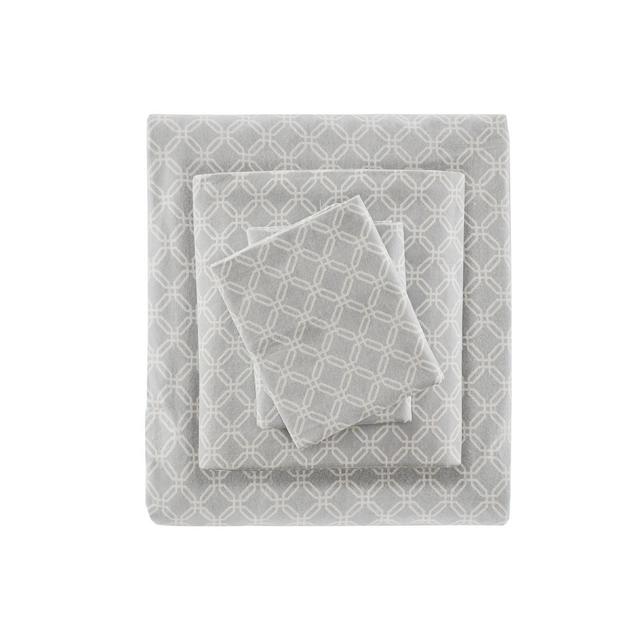 King Flannel Sheet Set Gray Geo