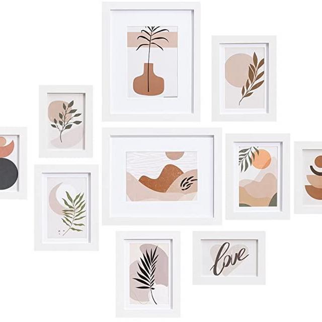eletecpro 10 Pack Picture Frames, Including 4Pcs 4x6, 4Pcs 5x7, 2Pcs 8x10 Picture Frames Collage Wall Decor or Tabletop Display, Multiple Sizes Gallery Wall Frame Set, White