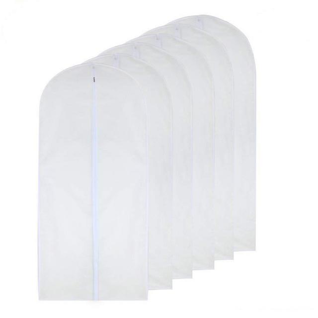HomeClean Garment Bag Clear 24'' x 48'' Long Suit Dust Garment Bags White Breathable Full Zipper Dust Cover for Dance Dress Clothes Pack of 6