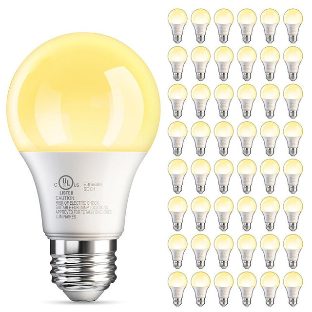 TJOY A19 LED Light Bulbs Soft Warm White 2700K, 60 Watt Equivalent, Efficient 9W, E26 Standard Base, Non Dimmable Energy Saving Warm Light Lamp Bulb 800LM 120V, for Home, Bedroom, Living Room, 48 Pack