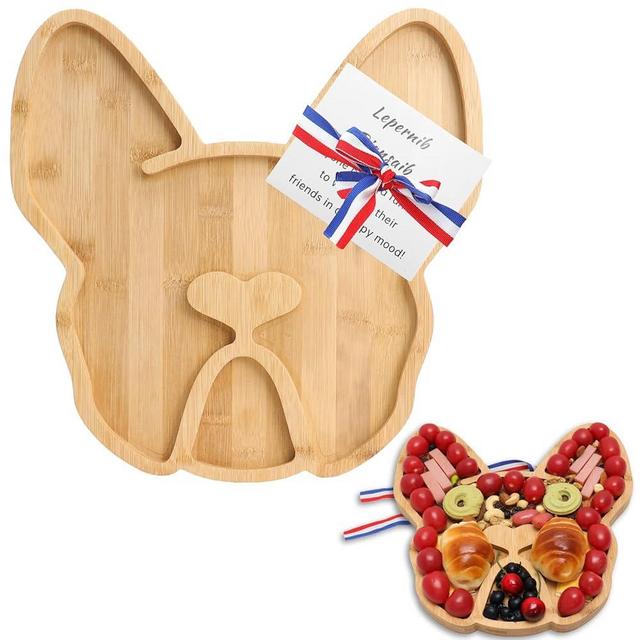 A AIFAMY French Bulldog Cheese Board, 12" inch Frenchie Charcuterie Boards Extra Large Bamboo Funny Serving Tray Aperitif Platter Dog Gift for Housewarming Bachelor Party Thanksgiving Christmas