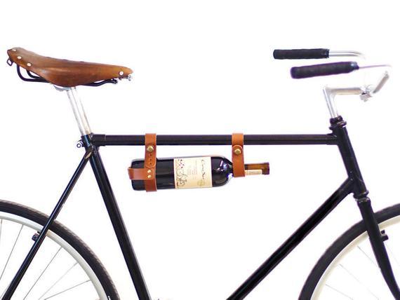 Bicycle Wine Rack - Leather Bike Bottle Holder