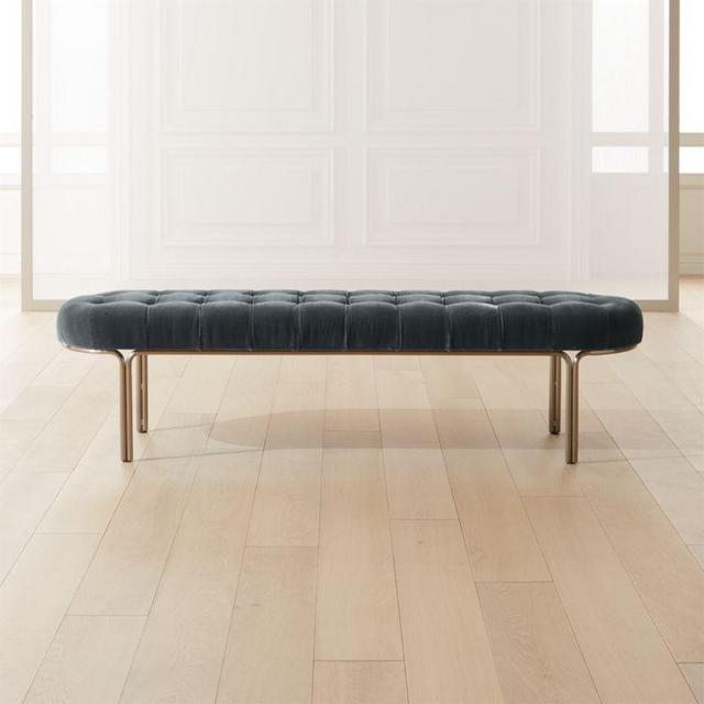 Luxey Tufted Faux Mohair Bench