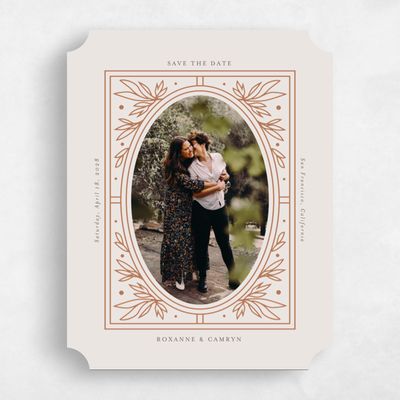 Orange Ticket Wedding Save the Date - Poplar Portrait